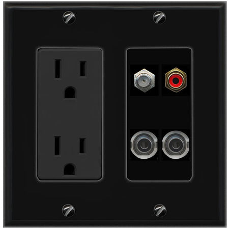 2 3.5mm COAX RCA-RED Wall Plate [Black]