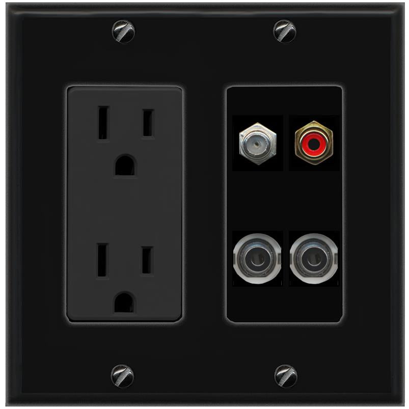 2 3.5mm COAX RCA-RED Wall Plate [Black]