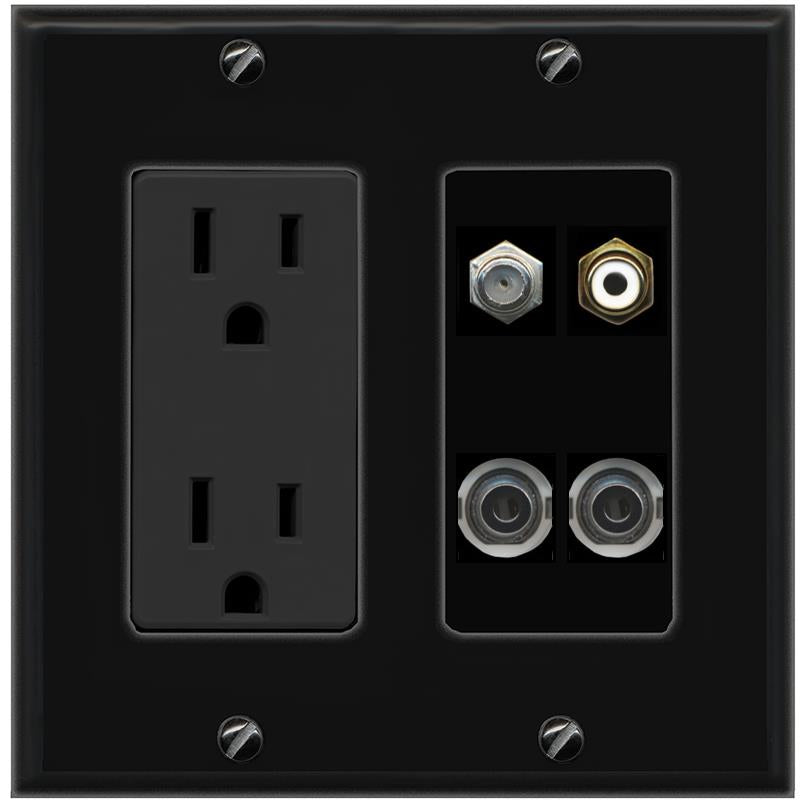 2 3.5mm COAX RCA-WHITE Wall Plate [Black]