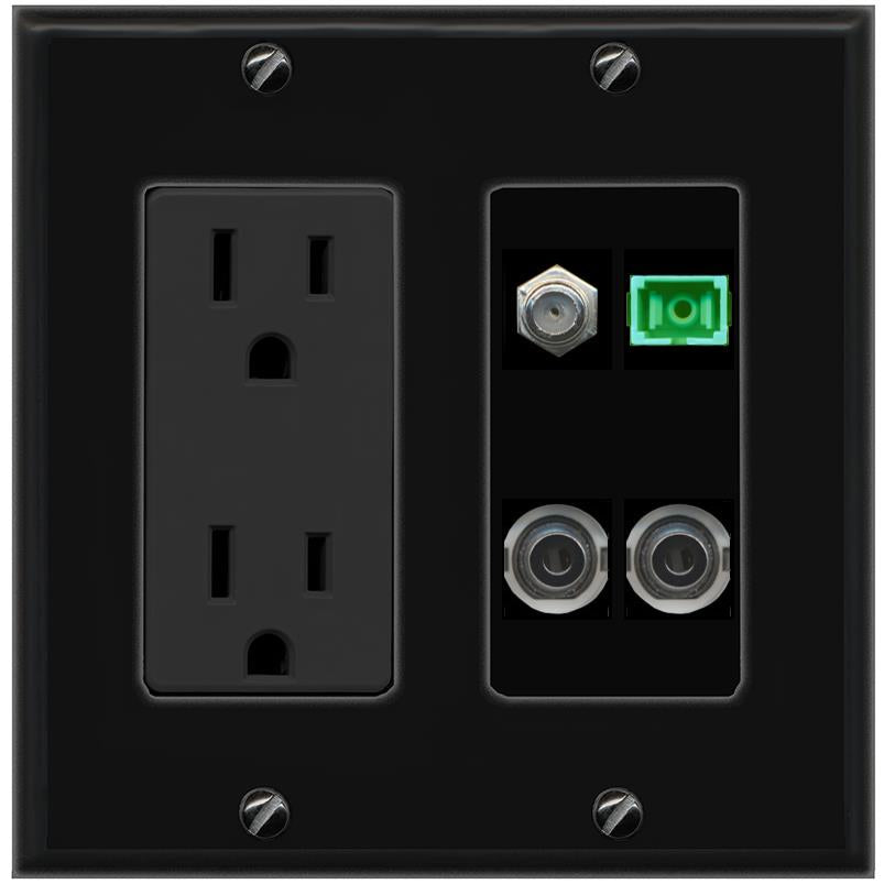 2 3.5mm COAX SC-APC-SX Wall Plate [Black]