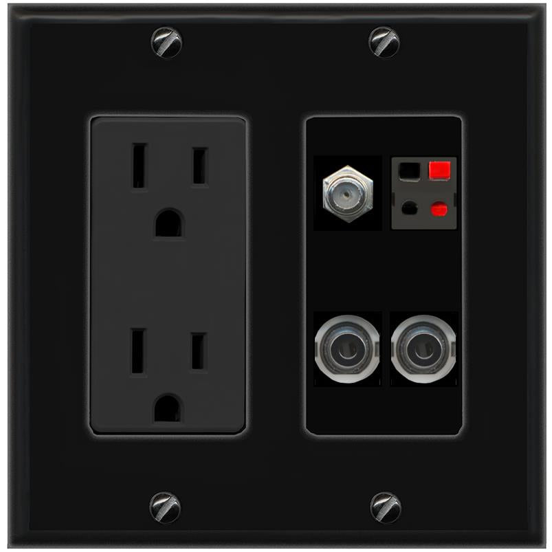 2 3.5mm COAX SPEAKER Wall Plate [Black]