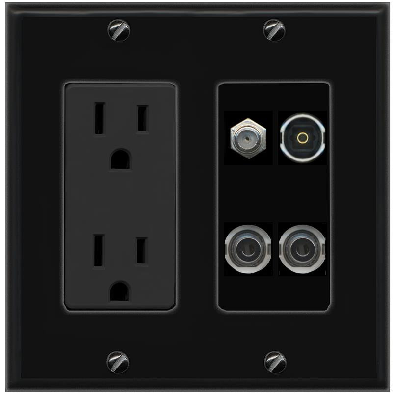 2 3.5mm COAX TOSLINK Wall Plate [Black]