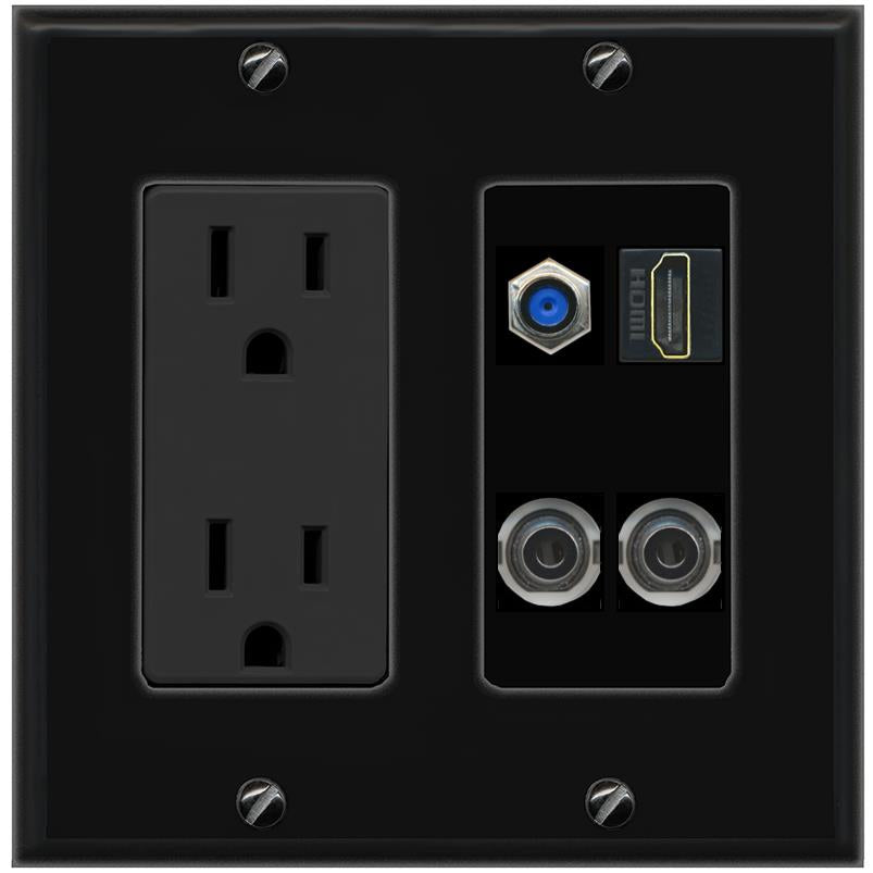 2 3.5mm F81 HDMI Wall Plate [Black]