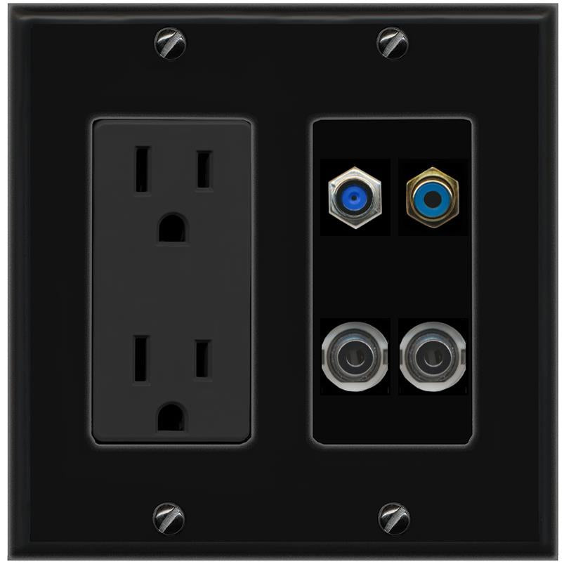 2 3.5mm F81 RCA-BLUE Wall Plate [Black]