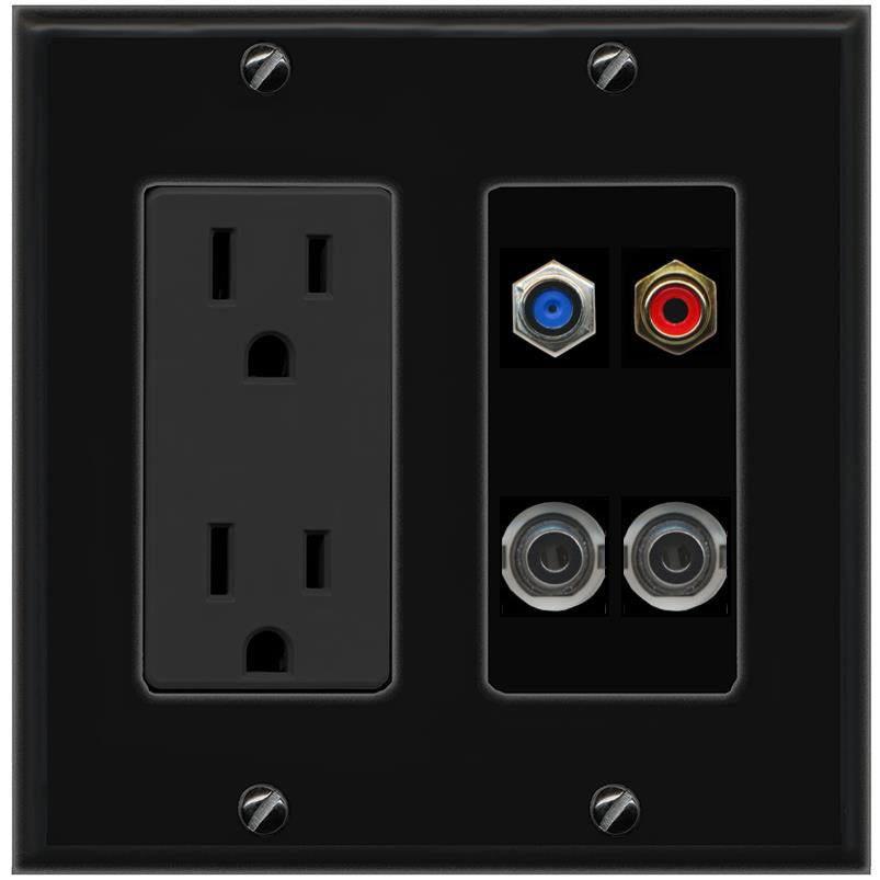 2 3.5mm F81 RCA-RED Wall Plate [Black]