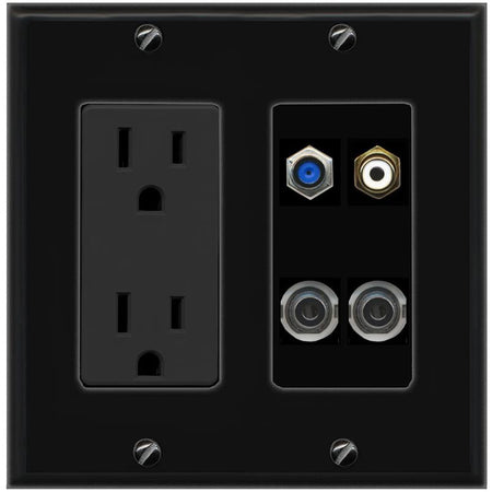 2 3.5mm F81 RCA-WHITE Wall Plate [Black]