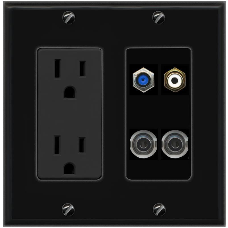 2 3.5mm F81 RCA-WHITE Wall Plate [Black]