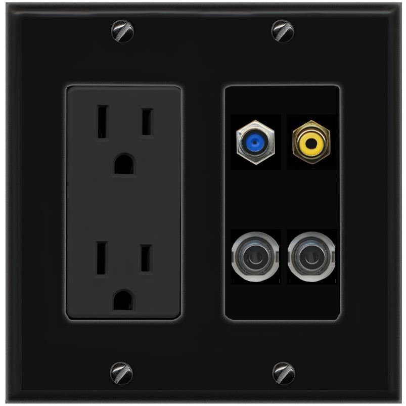2 3.5mm F81 RCA-YELLOW Wall Plate [Black]