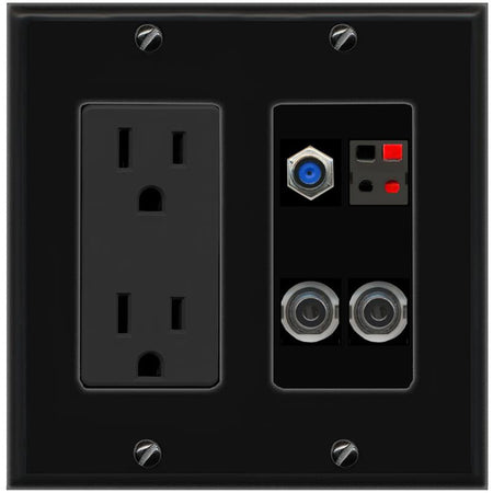 2 3.5mm F81 SPEAKER Wall Plate [Black]
