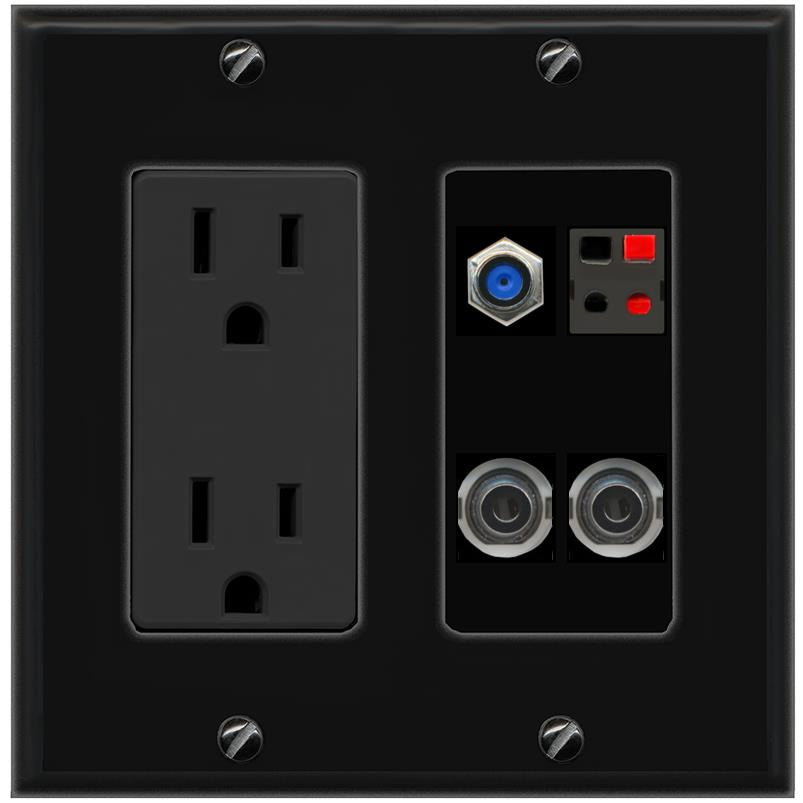 2 3.5mm F81 SPEAKER Wall Plate [Black]