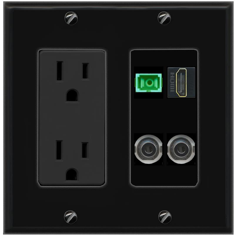 2 3.5mm HDMI SC-APC-SX Wall Plate [Black]