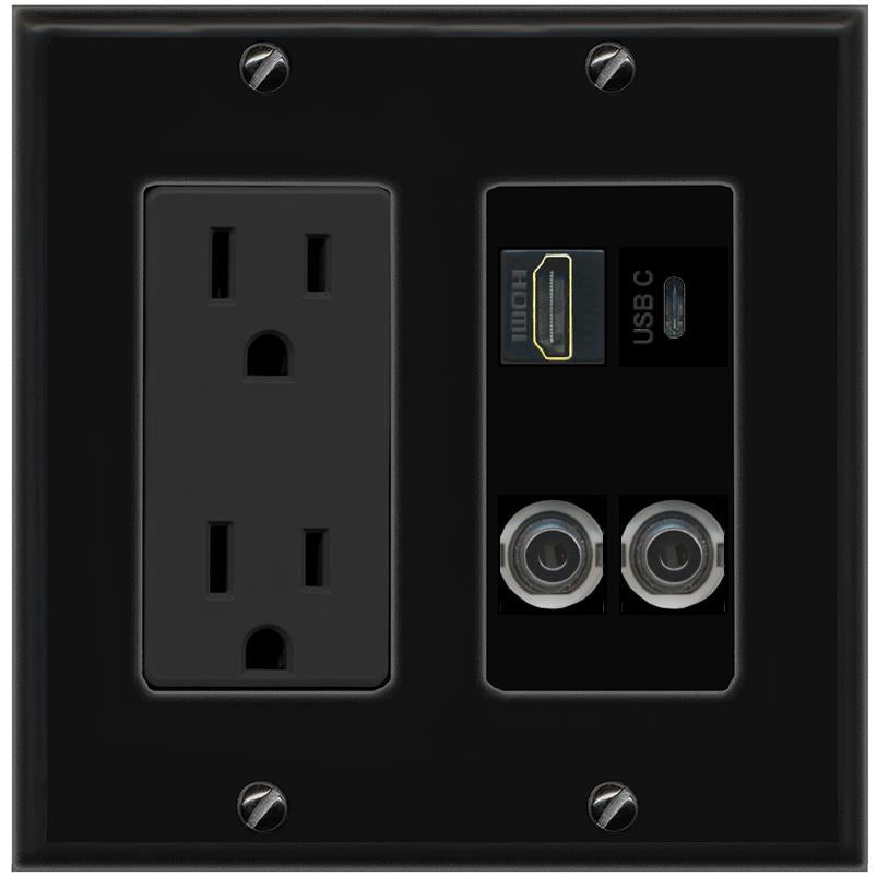 2 3.5mm HDMI USBC Wall Plate [Black]
