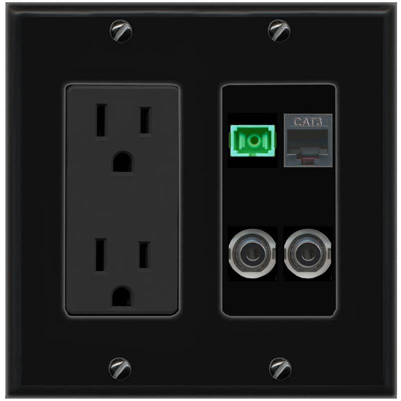 2 3.5mm PHONE SC-APC-SX Wall Plate [Black]