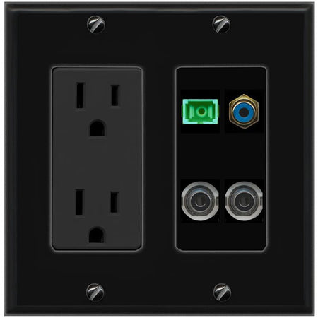 2 3.5mm RCA-BLUE SC-APC-SX Wall Plate [Black]