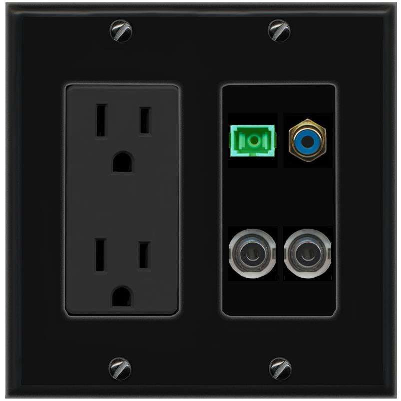 2 3.5mm RCA-BLUE SC-APC-SX Wall Plate [Black]