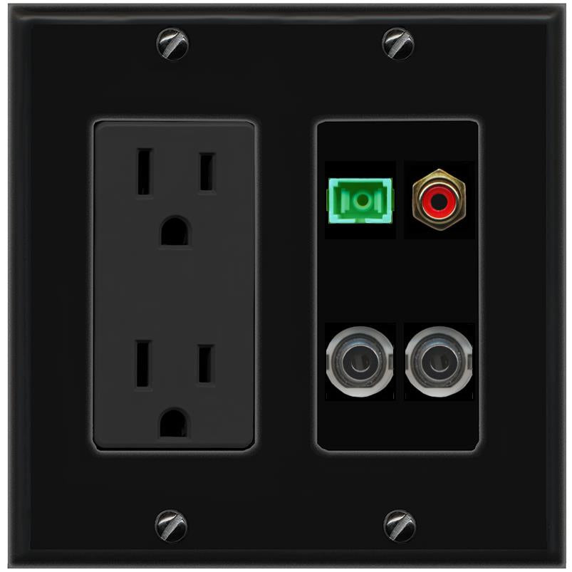 2 3.5mm RCA-RED SC-APC-SX Wall Plate [Black]
