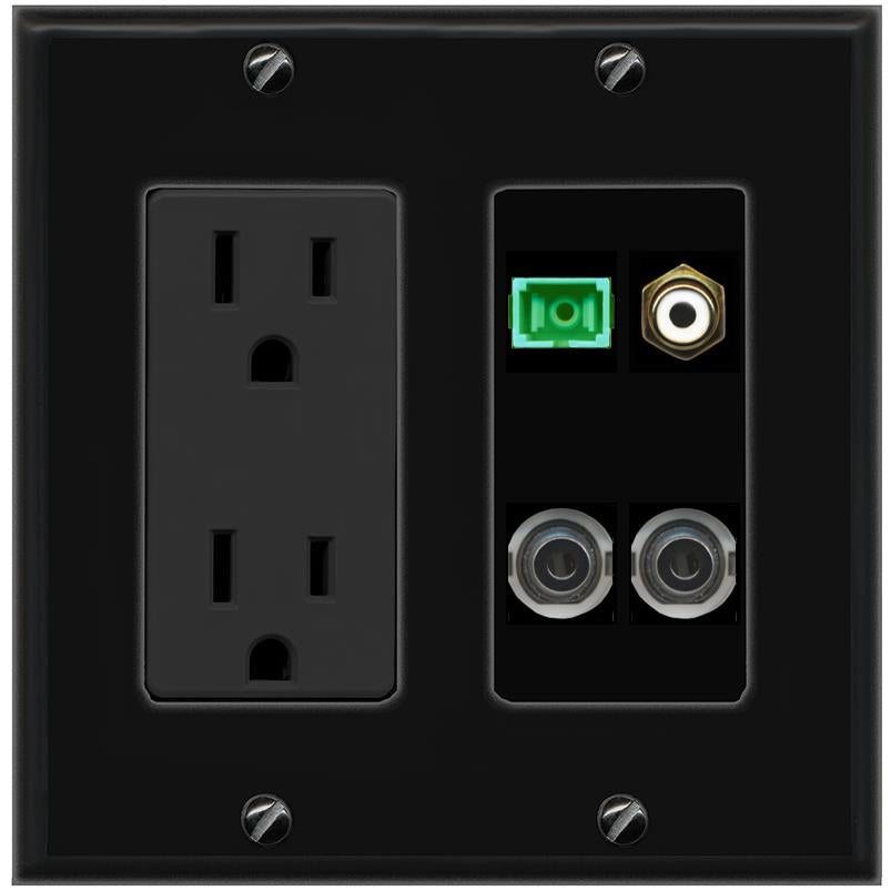 2 3.5mm RCA-WHITE SC-APC-SX Wall Plate [Black]