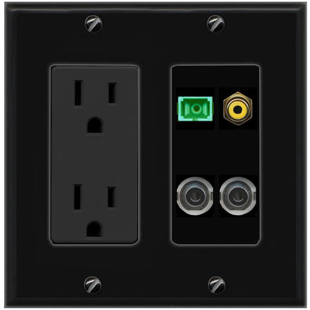 2 3.5mm RCA-YELLOW SC-APC-SX Wall Plate [Black]