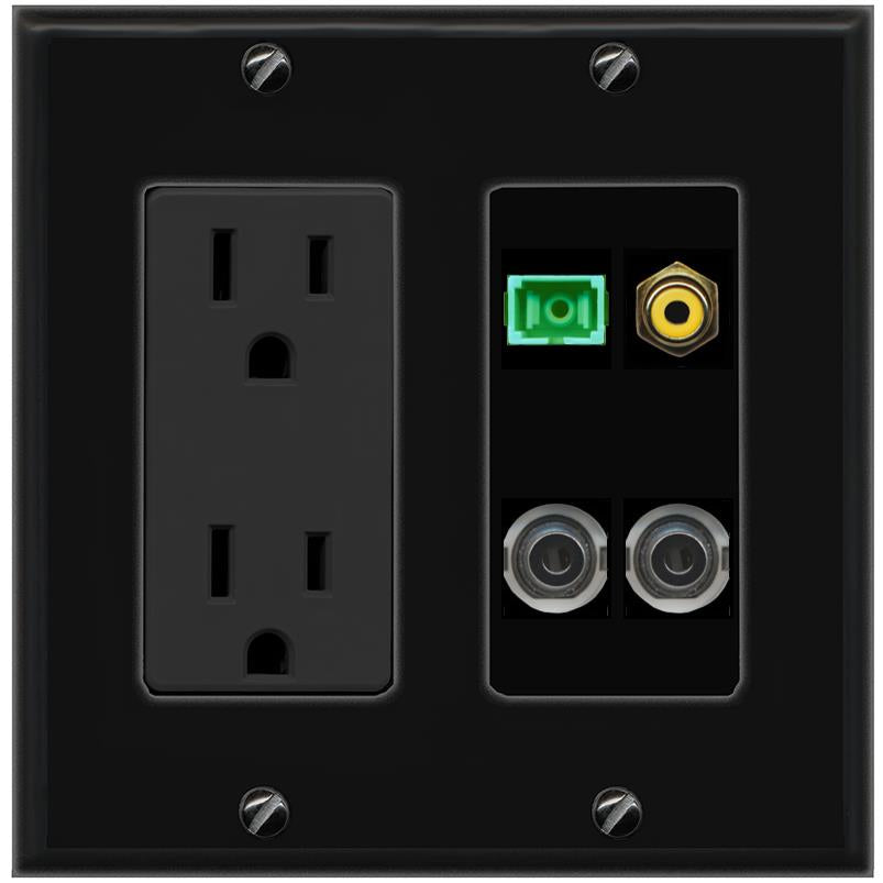 2 3.5mm RCA-YELLOW SC-APC-SX Wall Plate [Black]