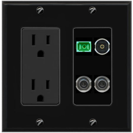 2 3.5mm SC-APC-SX TOSLINK Wall Plate [Black]