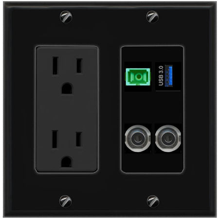 2 3.5mm SC-APC-SX USB-3 Wall Plate [Black]