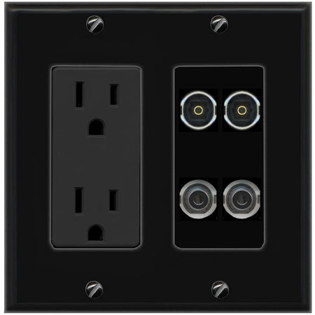 2 3.5mm 2 TOSLINK Wall Plate [Black]