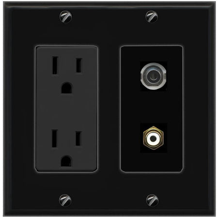1 3.5mm 1 RCA Wall Plate [Black]