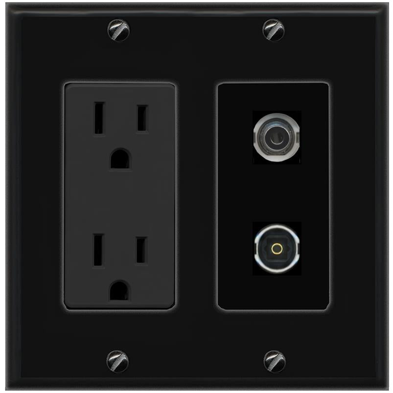 1 3.5mm 1 TOSLINK Wall Plate [Black]