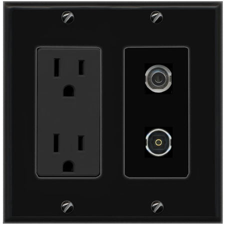 1 3.5mm 1 TOSLINK Wall Plate [Black]