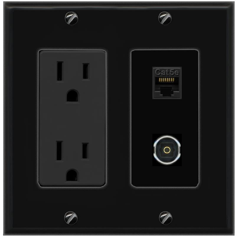 1 CAT5E 1 TOSLINK Wall Plate [Black]