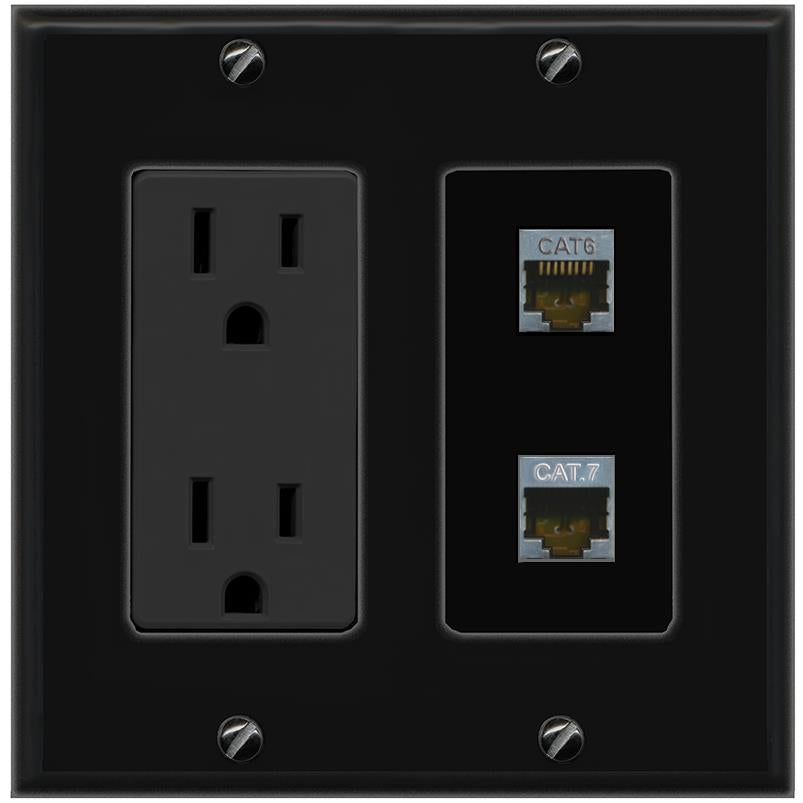 1 CAT6-SHIELDED 1 CAT7 Wall Plate [Black]