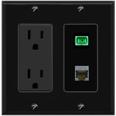 1 CAT6-SHIELDED 1 SC-APC-Simplex Wall Plate [Black]