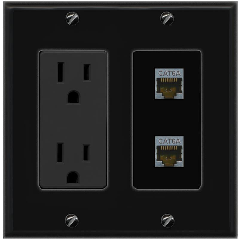 2 CAT6A Wall Plate [Black]
