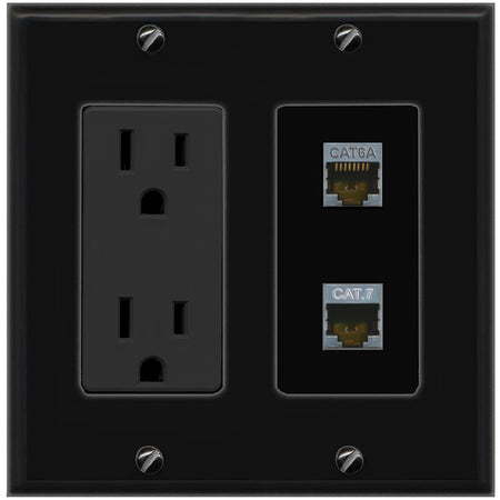 1 CAT6A 1 CAT7 Wall Plate [Black]