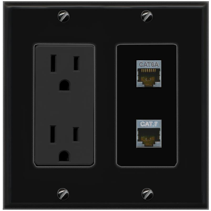 1 CAT6A 1 CAT7 Wall Plate [Black]