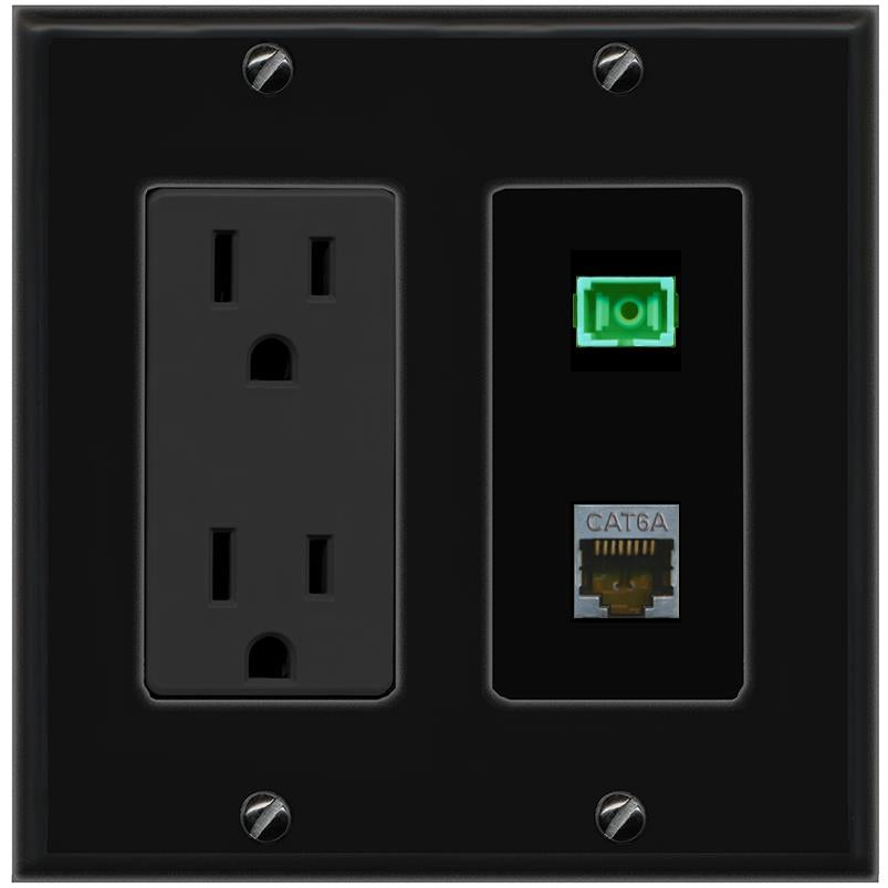1 CAT6A 1 SC-APC-Simplex Wall Plate [Black]