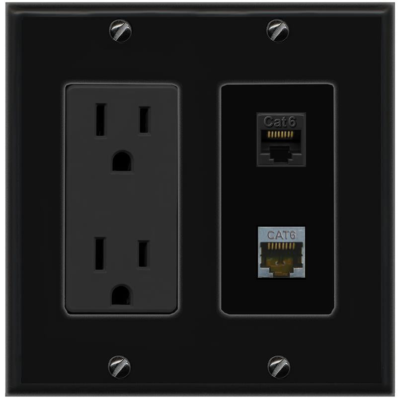 1 CAT6 1 CAT6-SHIELDED Wall Plate [Black]