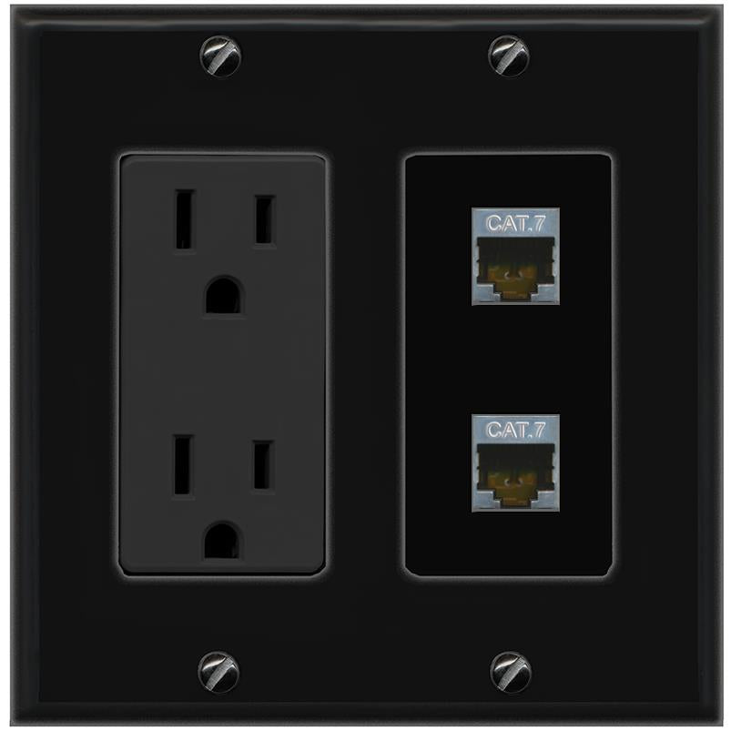 2 CAT7 Wall Plate [Black]