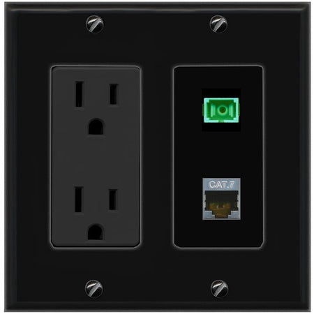 1 CAT7 1 SC-APC-Simplex Wall Plate [Black]