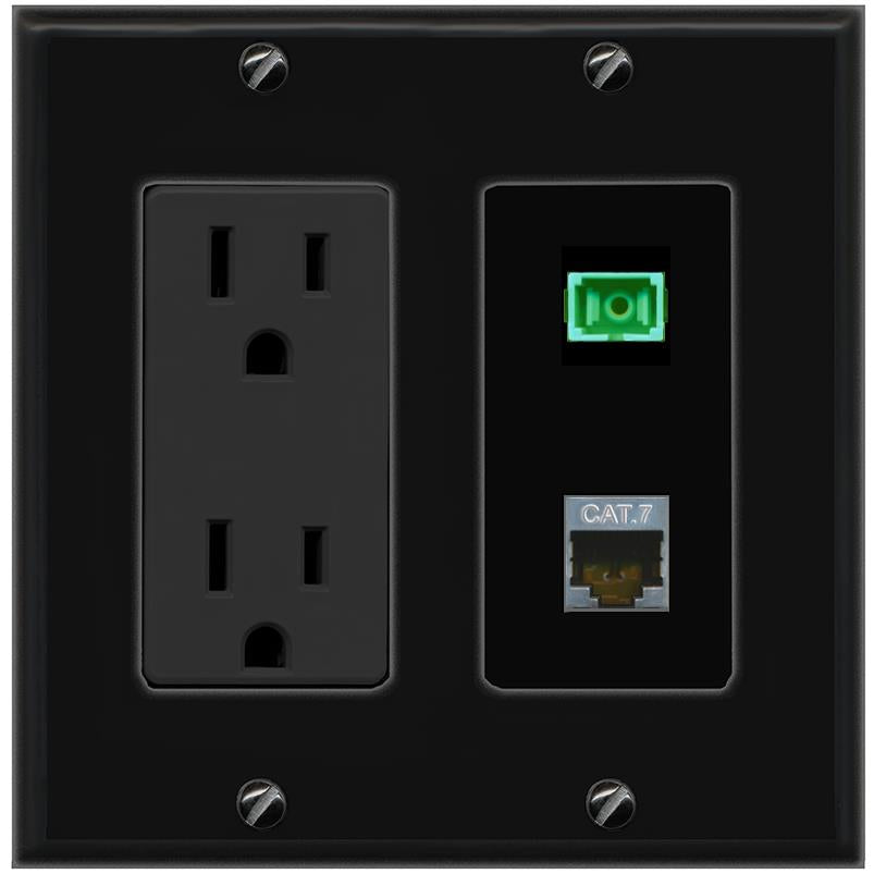 1 CAT7 1 SC-APC-Simplex Wall Plate [Black]