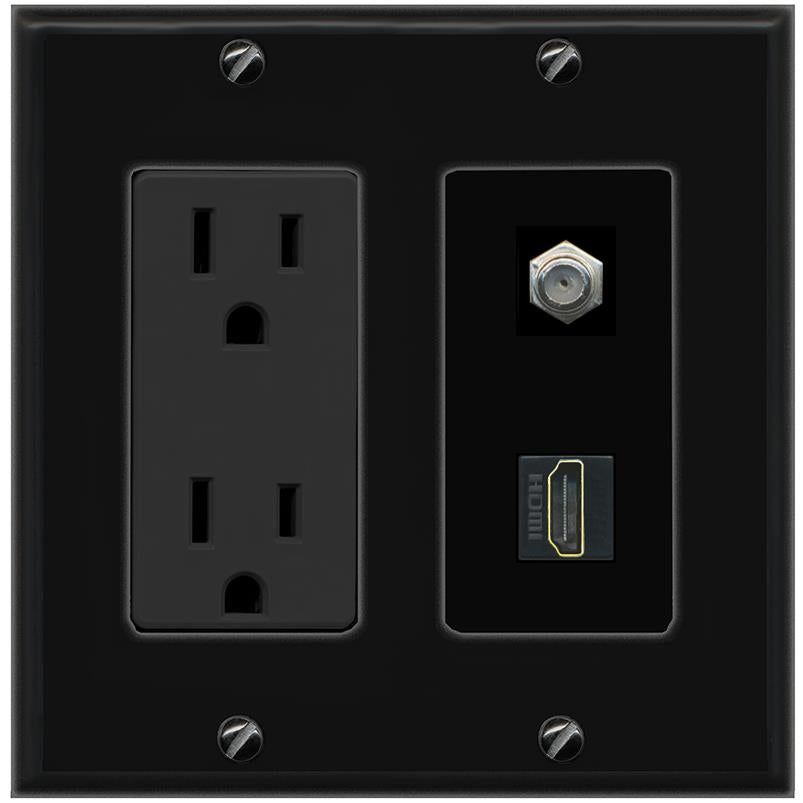 1 COAX 1 HDMI Wall Plate [Black]