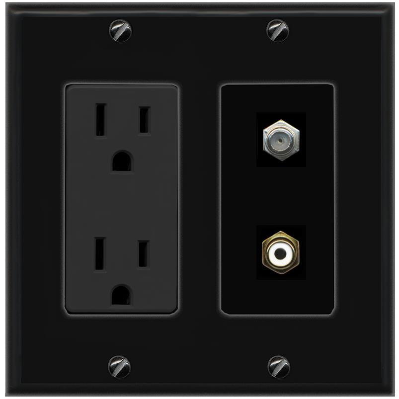 1 COAX 1 RCA Wall Plate [Black]