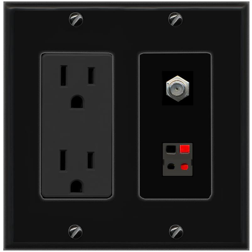 1 COAX 1 SPEAKER Wall Plate [Black]