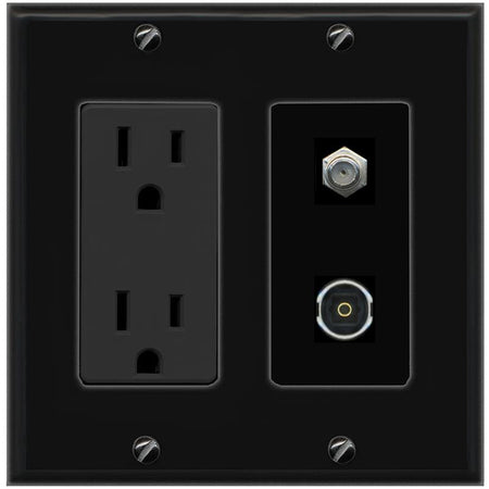 1 COAX 1 TOSLINK Wall Plate [Black]