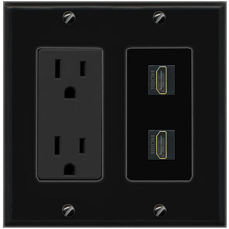 2 HDMI Wall Plate [Black]
