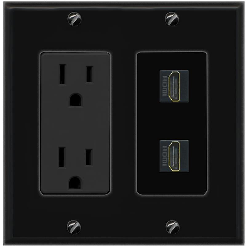 2 HDMI Wall Plate [Black]