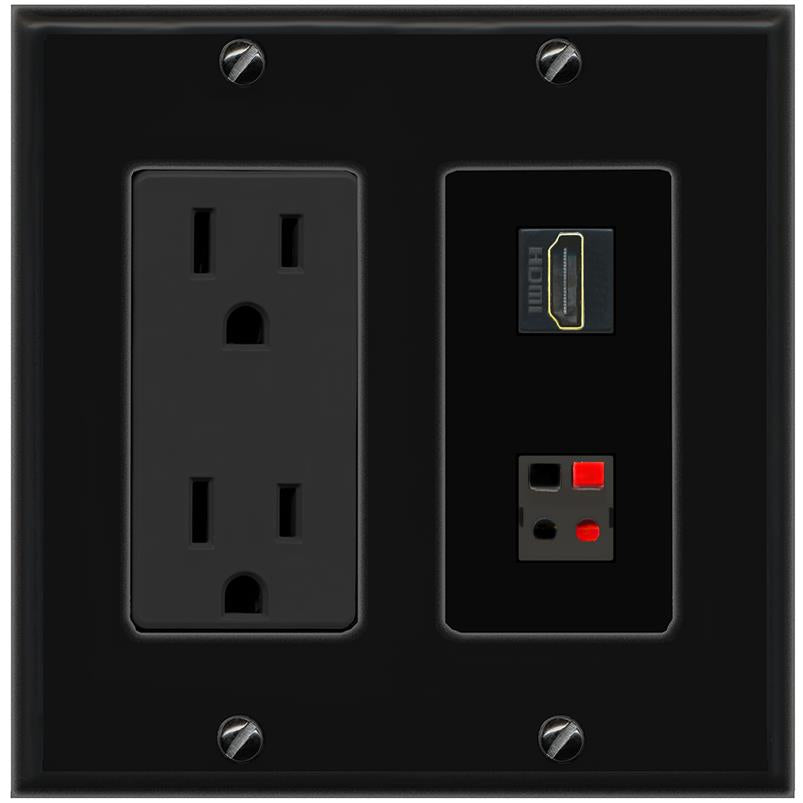 1 HDMI 1 SPEAKER Wall Plate [Black]