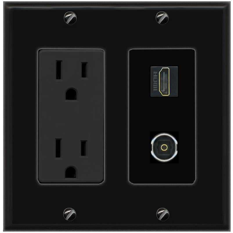 1 HDMI 1 TOSLINK Wall Plate [Black]