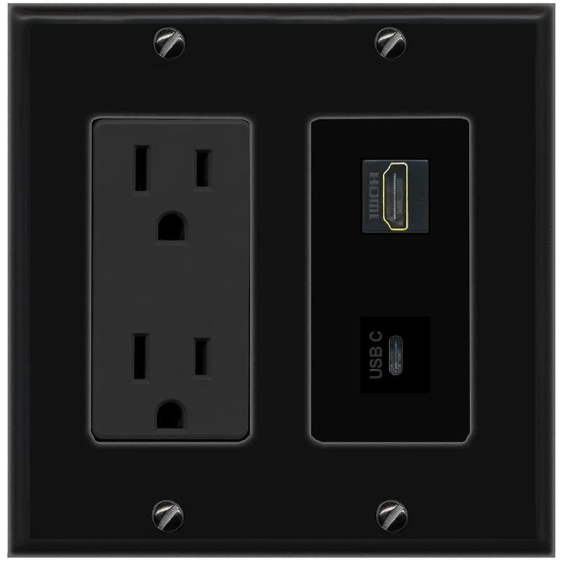 1 HDMI 1 USBC Wall Plate [Black]