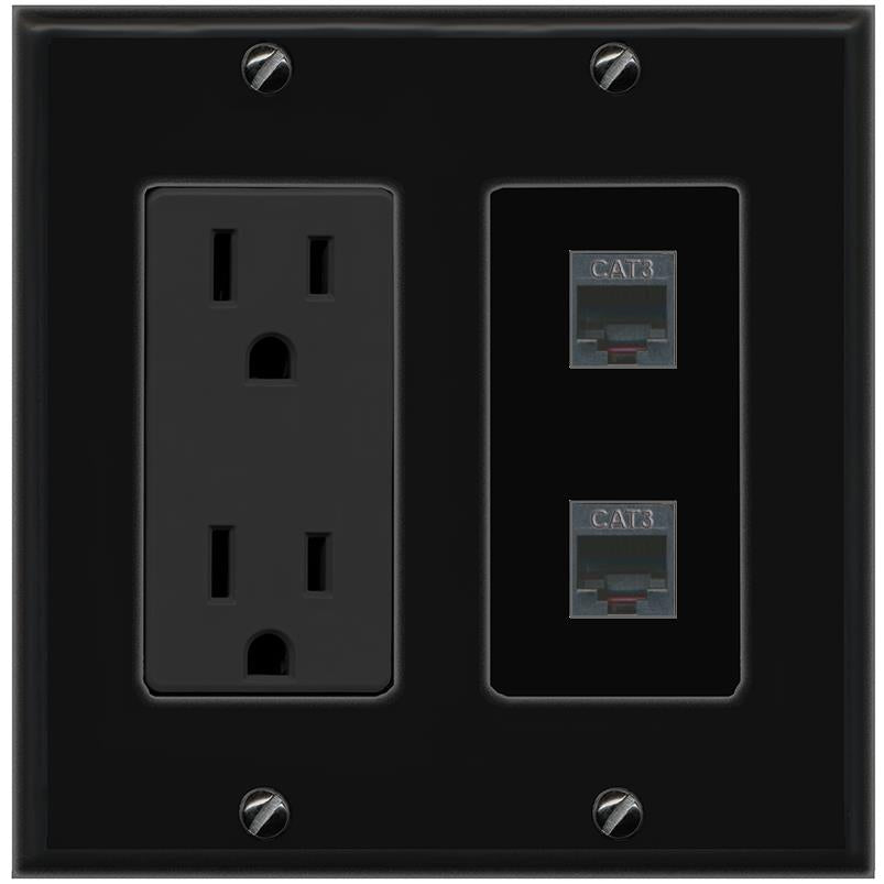 2 PHONE Wall Plate [Black]